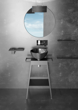 BLOOM - Floor-standing single vanity unit with towel rail by Glass Design - view 3